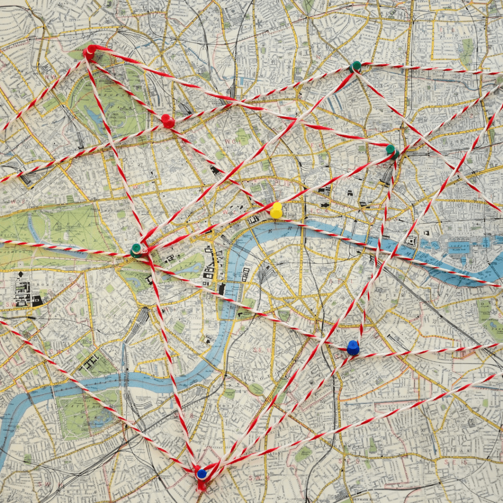 map with connected points